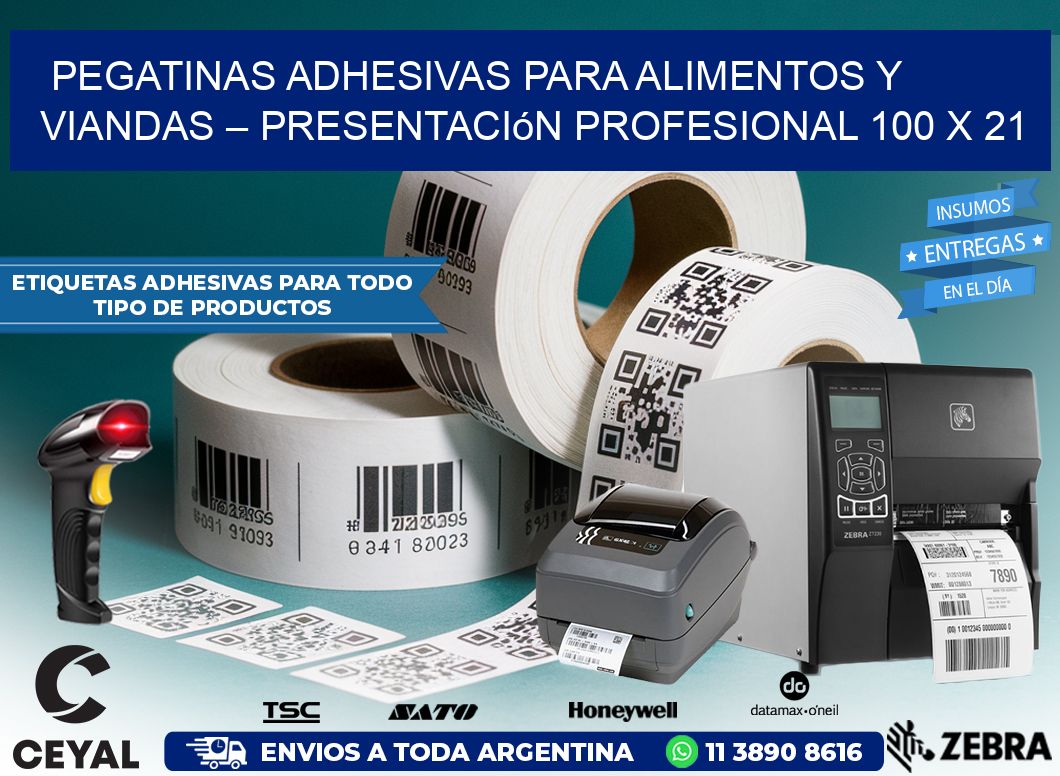 Pegatinas Adhesivas para Alimentos y Viandas – Presentación Profesional 100 x 21
