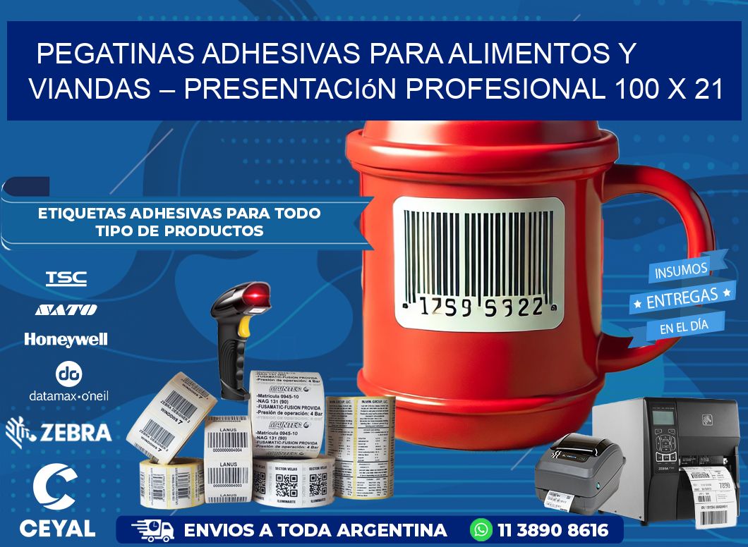 Pegatinas Adhesivas para Alimentos y Viandas – Presentación Profesional 100 x 21