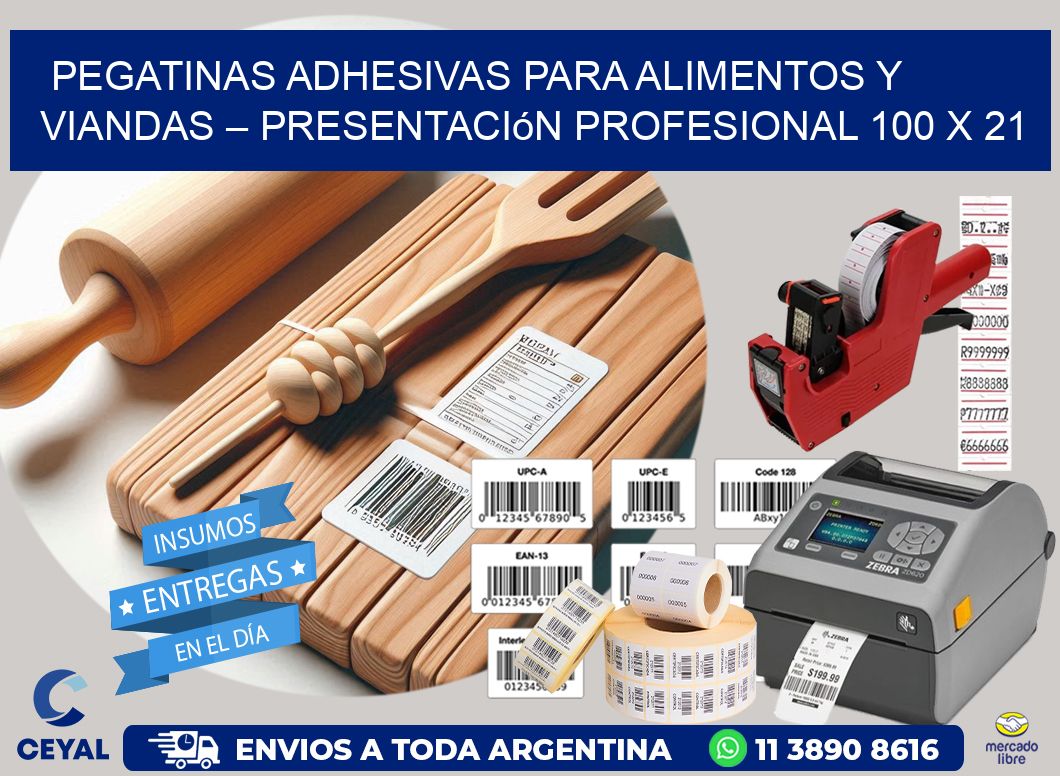 Pegatinas Adhesivas para Alimentos y Viandas – Presentación Profesional 100 x 21