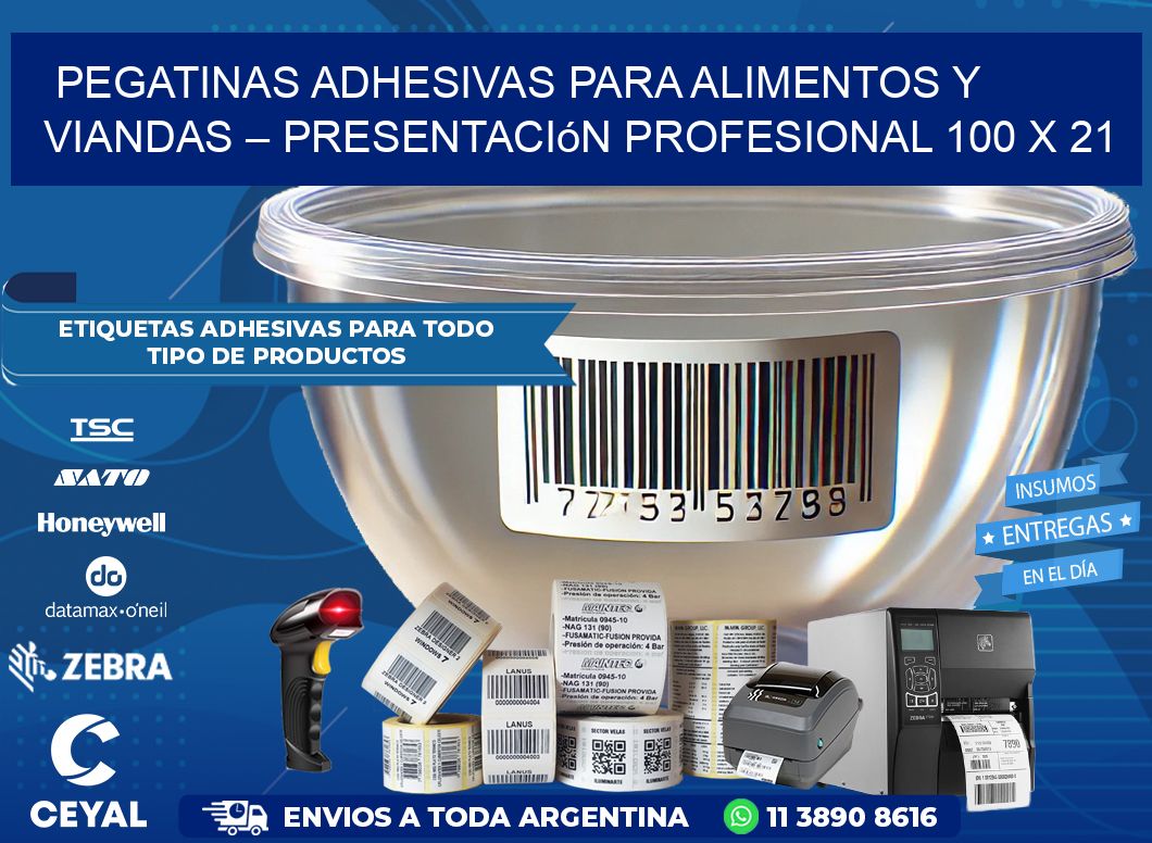 Pegatinas Adhesivas para Alimentos y Viandas – Presentación Profesional 100 x 21