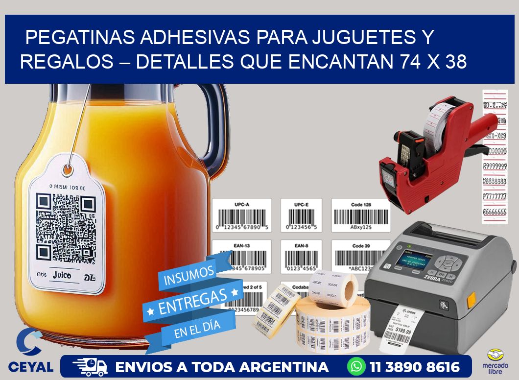 Pegatinas Adhesivas para Juguetes y Regalos – Detalles que Encantan 74 x 38