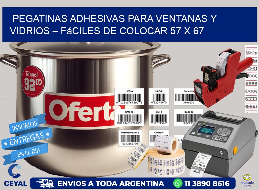 Pegatinas Adhesivas para Ventanas y Vidrios – Fáciles de Colocar 57 x 67