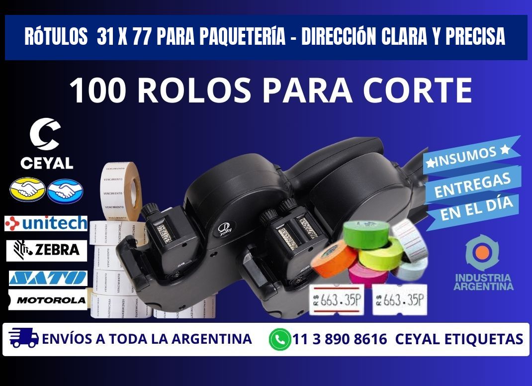 Rótulos 31 x 77 para Paquetería – Dirección Clara y Precisa