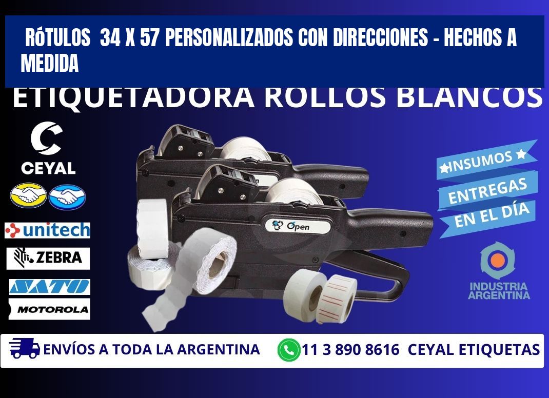 Rótulos 34 x 57 Personalizados con Direcciones – Hechos a Medida