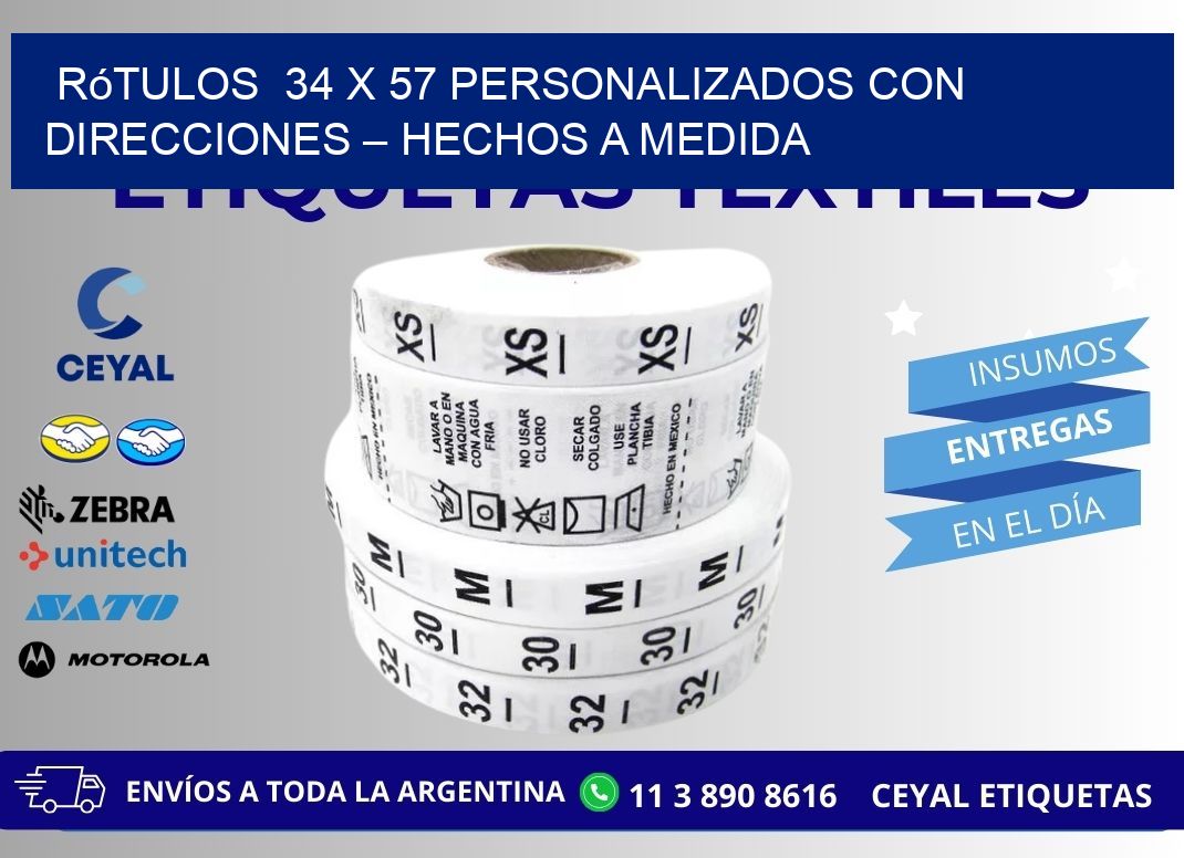 Rótulos 34 x 57 Personalizados con Direcciones – Hechos a Medida