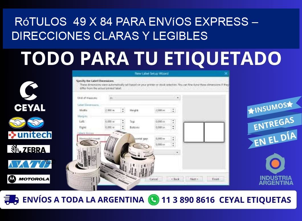 Rótulos 49 x 84 para Envíos Express – Direcciones Claras y Legibles