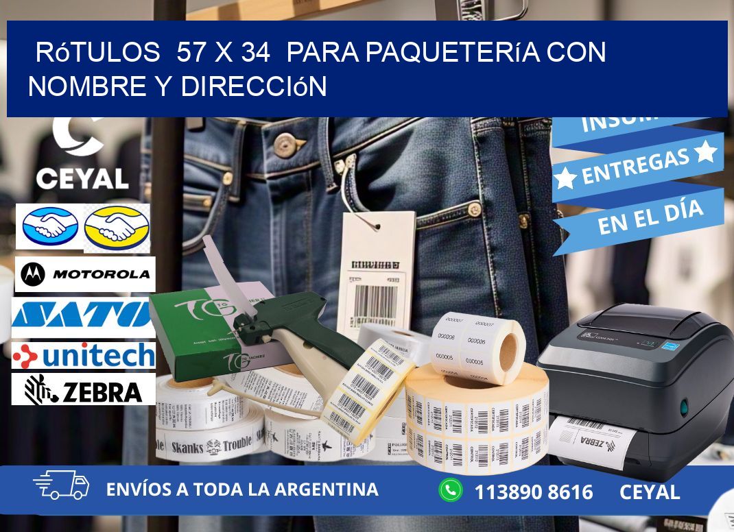 Rótulos  57 x 34  para Paquetería con Nombre y Dirección