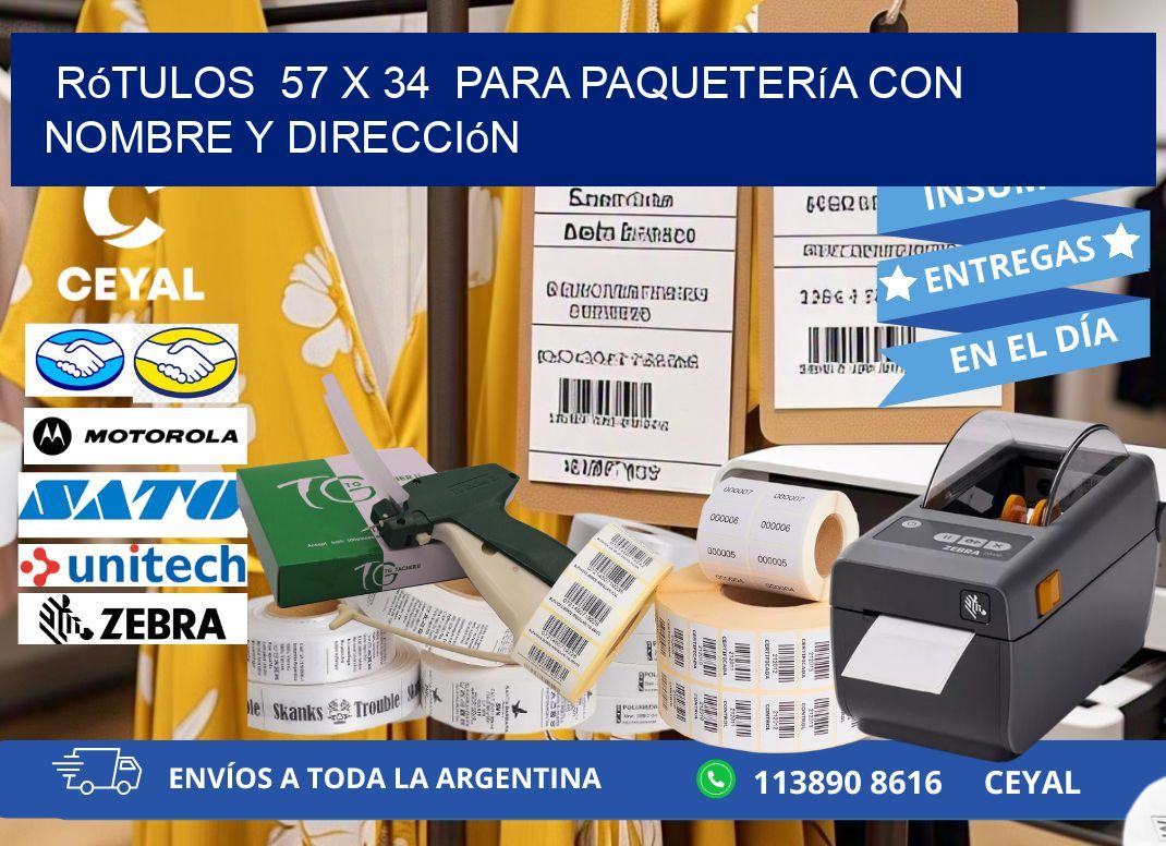 Rótulos  57 x 34  para Paquetería con Nombre y Dirección