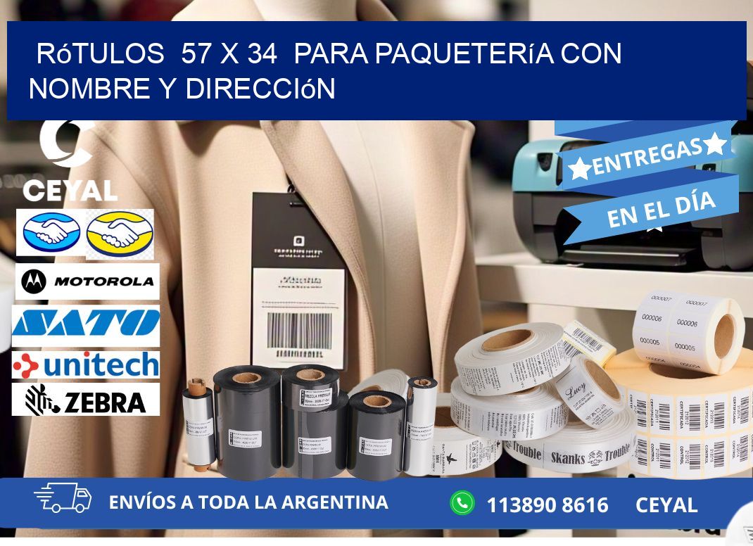 Rótulos  57 x 34  para Paquetería con Nombre y Dirección