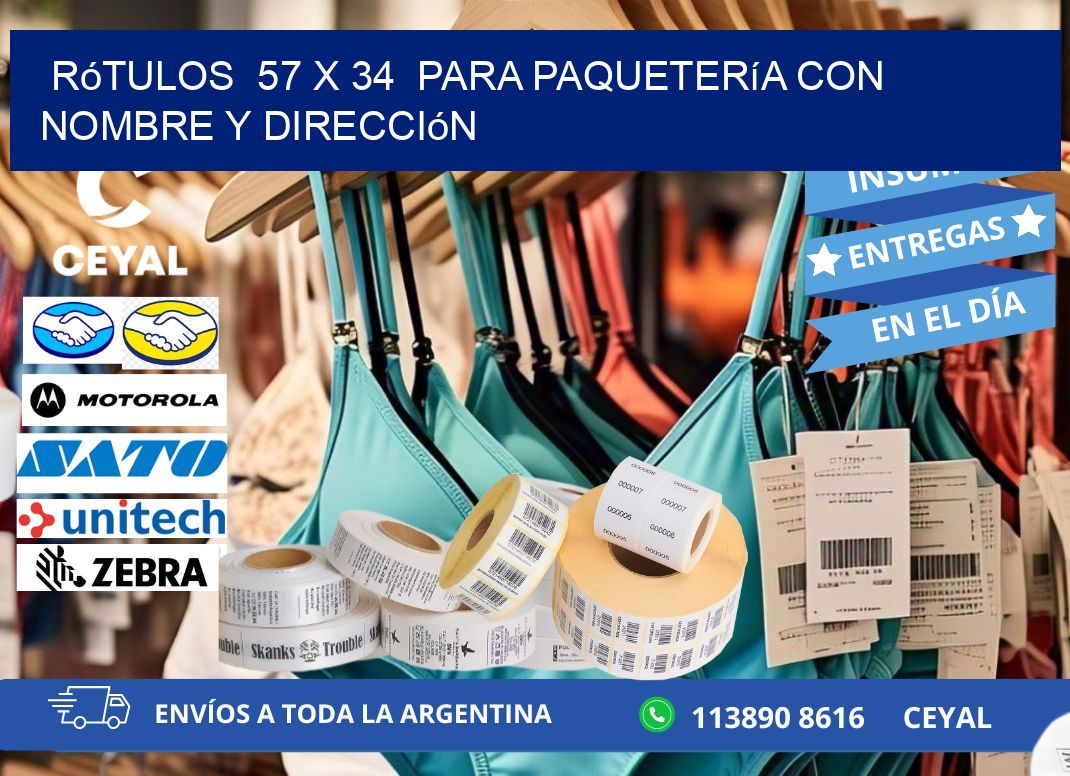 Rótulos  57 x 34  para Paquetería con Nombre y Dirección