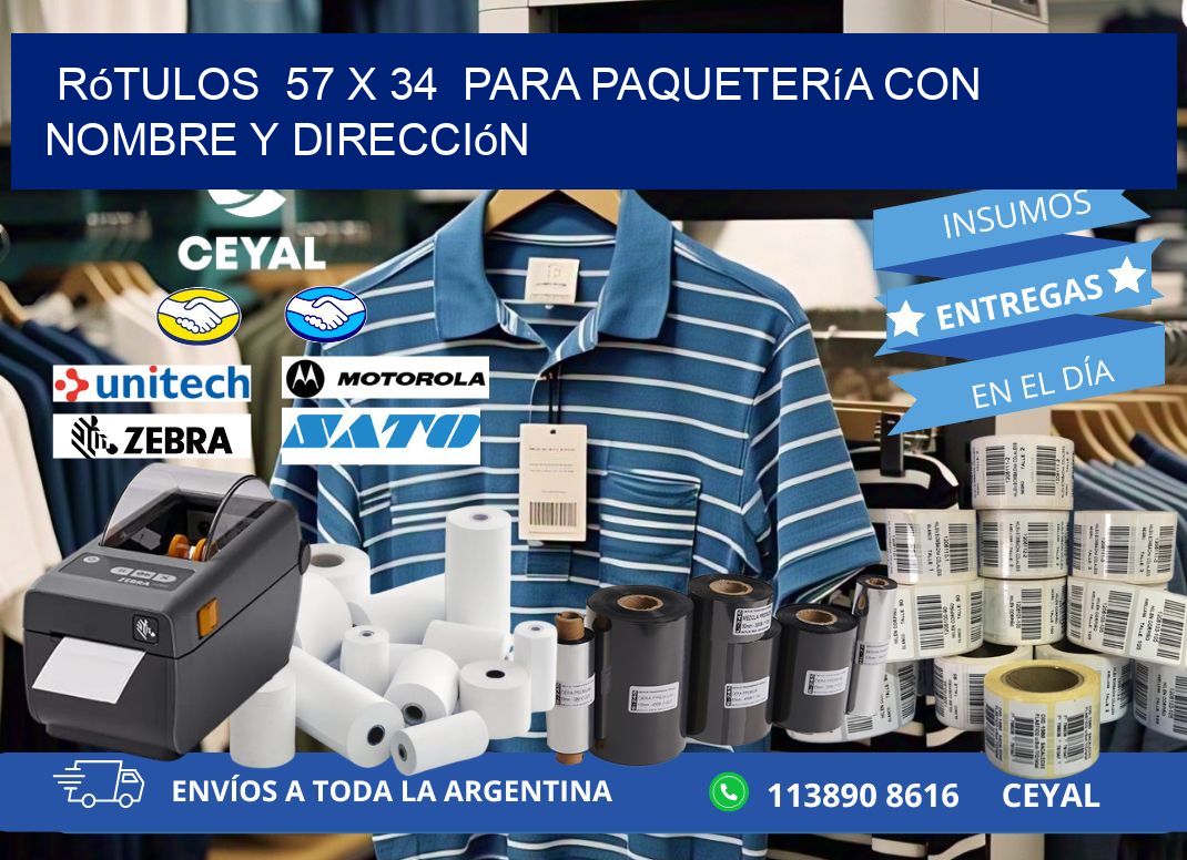 Rótulos  57 x 34  para Paquetería con Nombre y Dirección