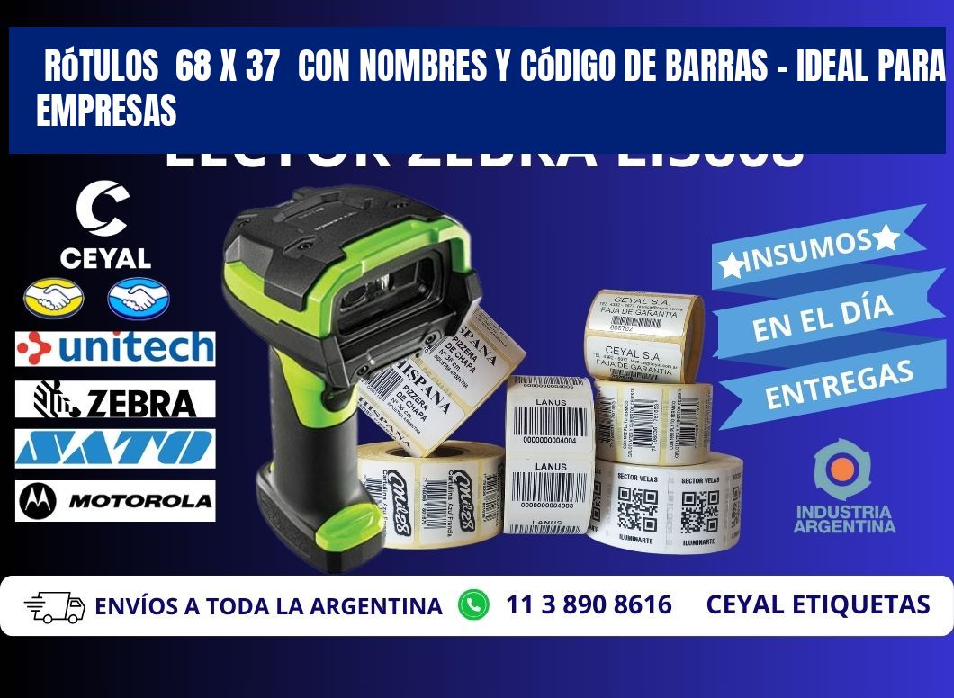 Rótulos 68 x 37 con Nombres y Código de Barras – Ideal para Empresas