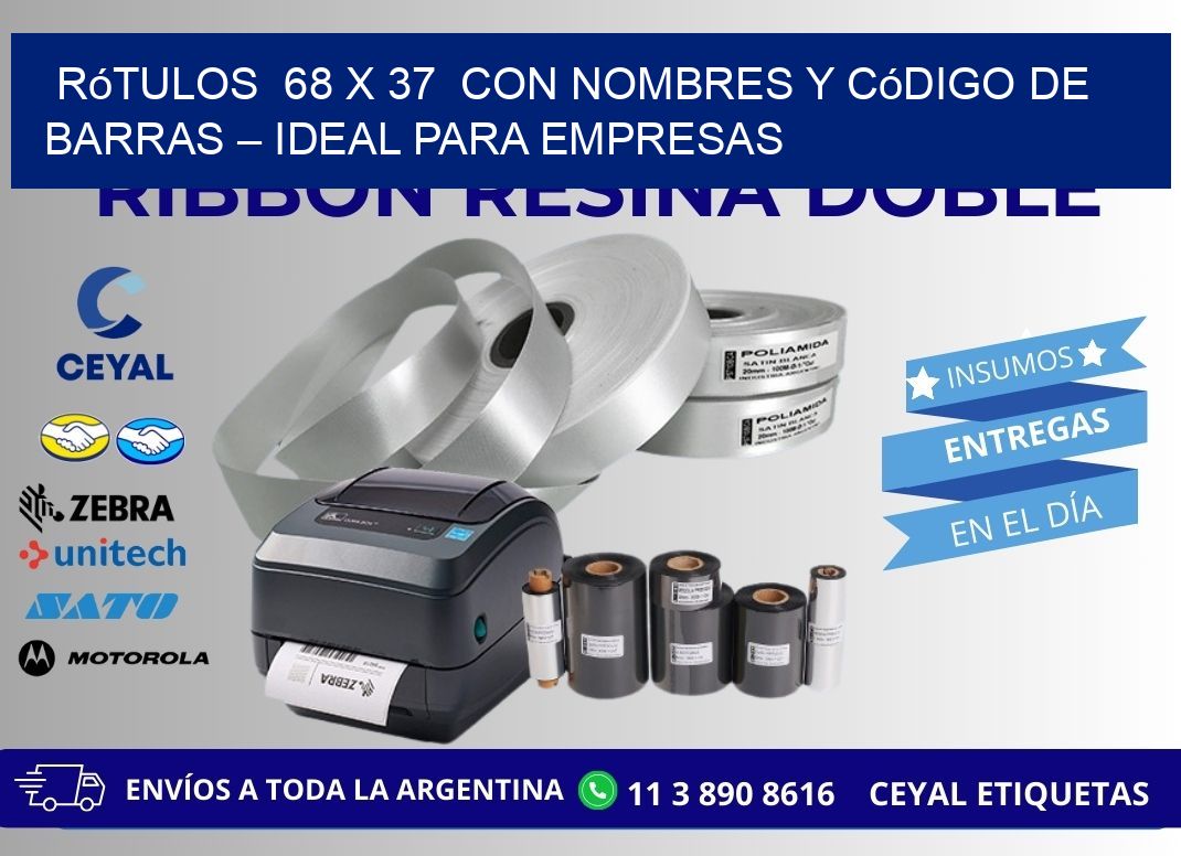 Rótulos 68 x 37 con Nombres y Código de Barras – Ideal para Empresas