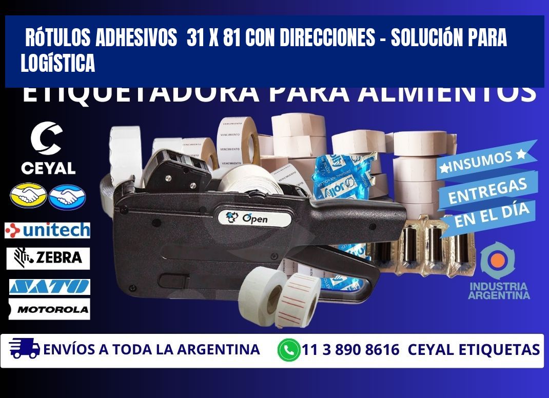 Rótulos Adhesivos 31 x 81 con Direcciones – Solución para Logística
