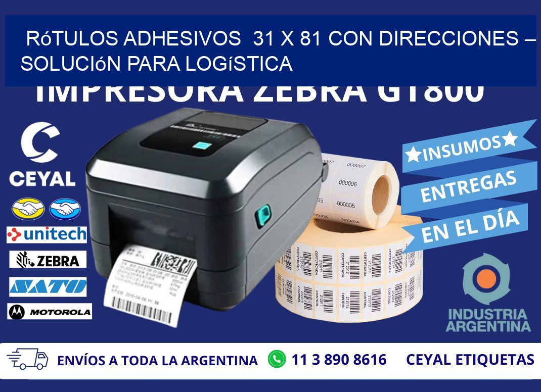 Rótulos Adhesivos 31 x 81 con Direcciones – Solución para Logística