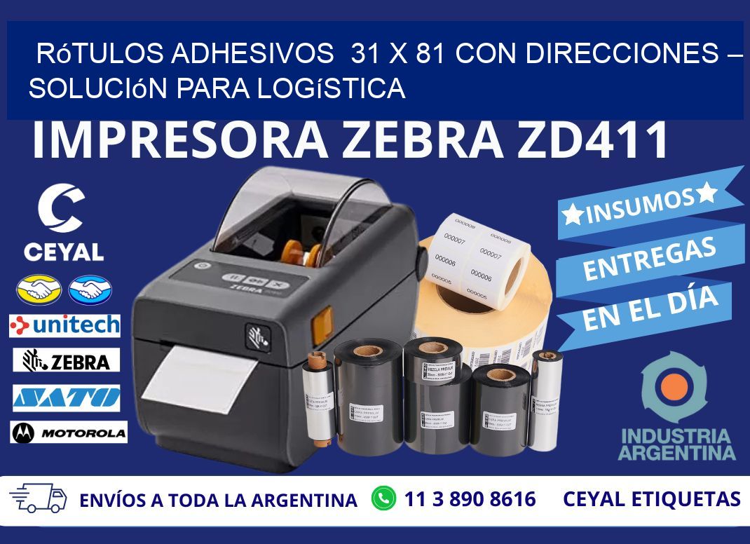 Rótulos Adhesivos 31 x 81 con Direcciones – Solución para Logística