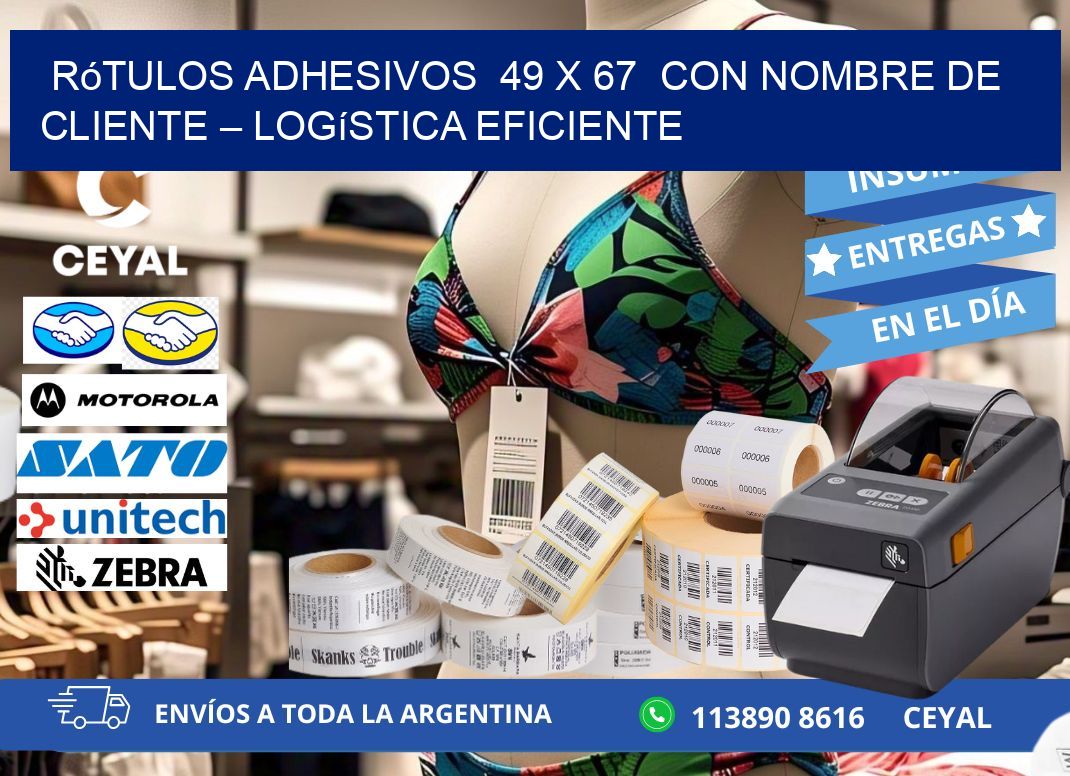 Rótulos Adhesivos 49 x 67 con Nombre de Cliente – Logística Eficiente