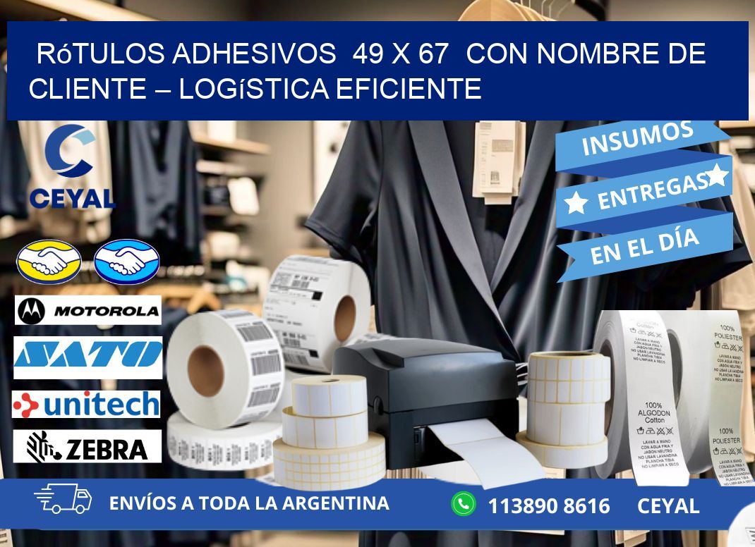 Rótulos Adhesivos 49 x 67 con Nombre de Cliente – Logística Eficiente