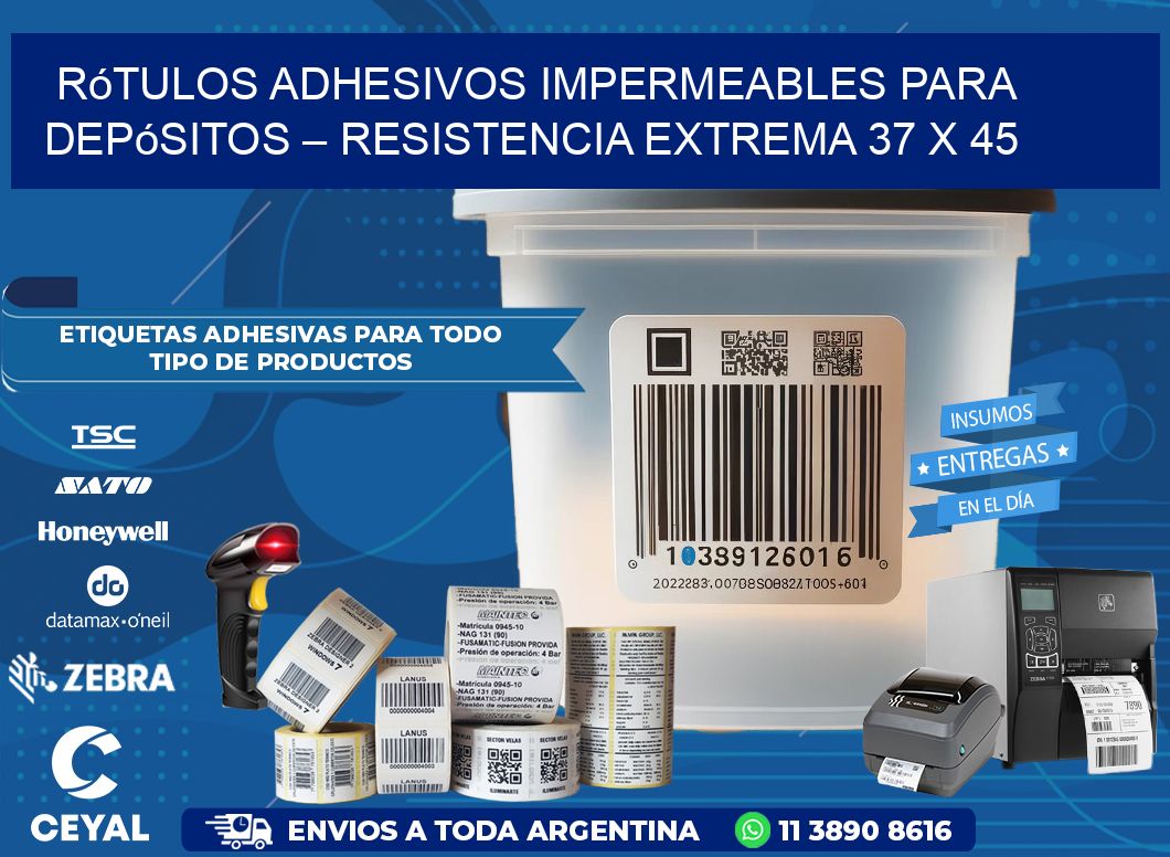 Rótulos Adhesivos Impermeables para Depósitos – Resistencia Extrema 37 x 45
