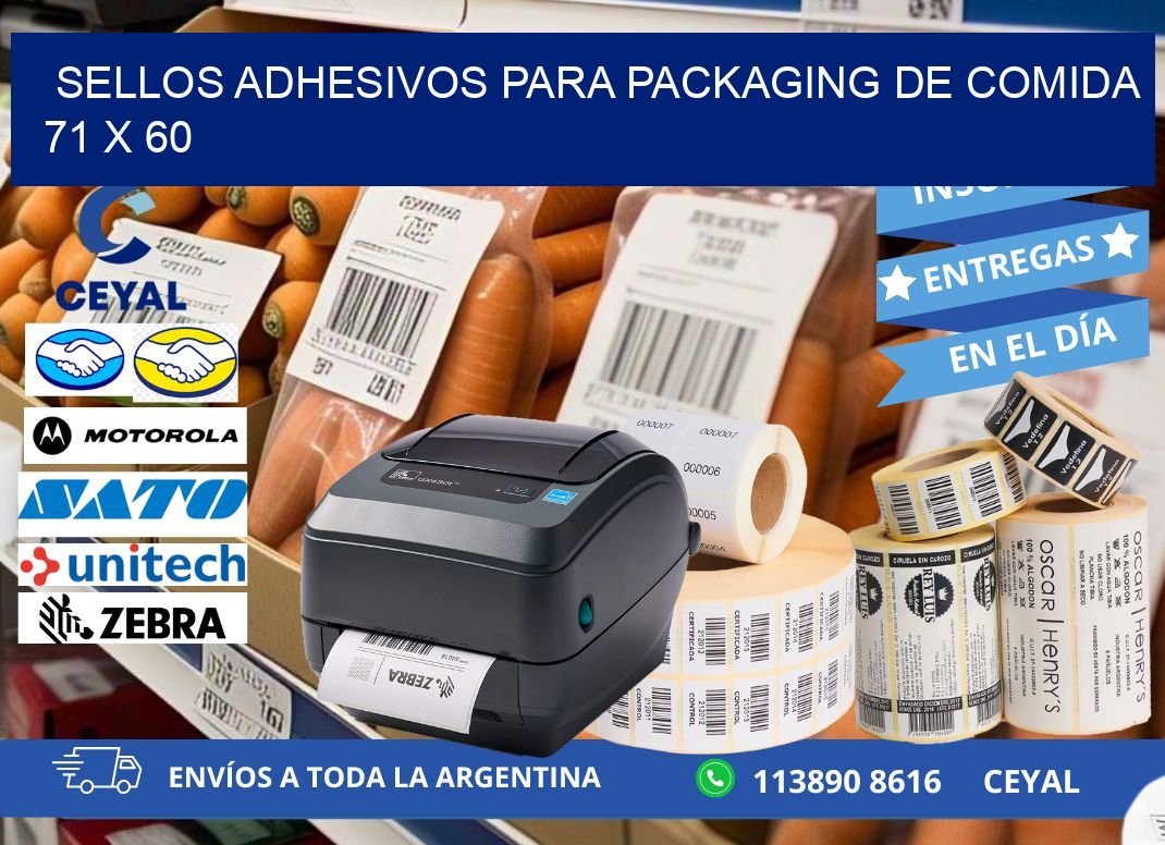 SELLOS ADHESIVOS PARA PACKAGING DE COMIDA  71 x 60