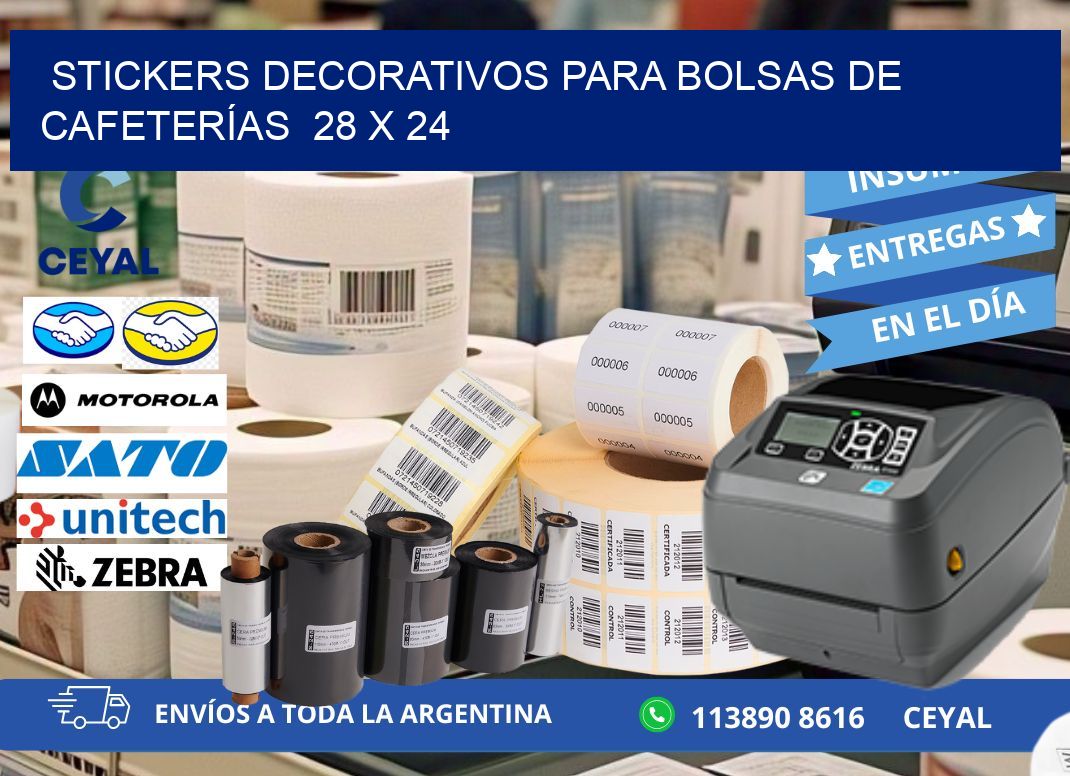 STICKERS DECORATIVOS PARA BOLSAS DE CAFETERÍAS 28 x 24