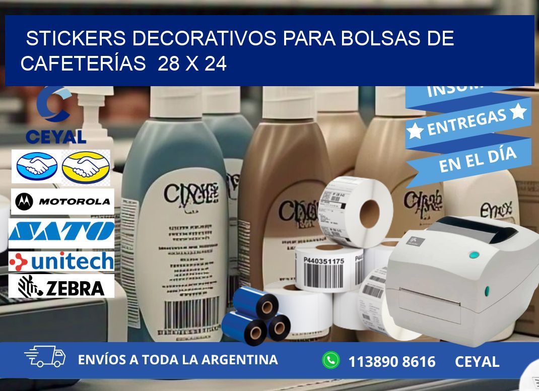 STICKERS DECORATIVOS PARA BOLSAS DE CAFETERÍAS 28 x 24