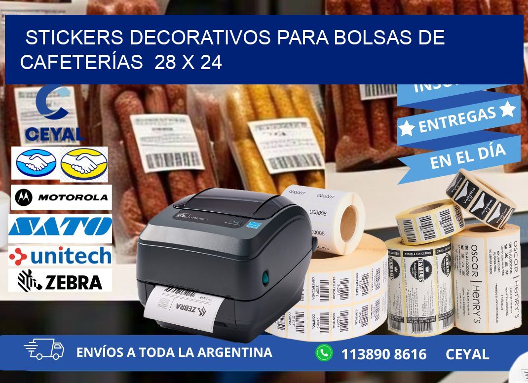 STICKERS DECORATIVOS PARA BOLSAS DE CAFETERÍAS 28 x 24