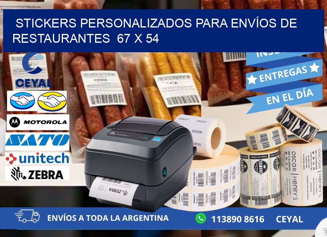 STICKERS PERSONALIZADOS PARA ENVÍOS DE RESTAURANTES 67 x 54