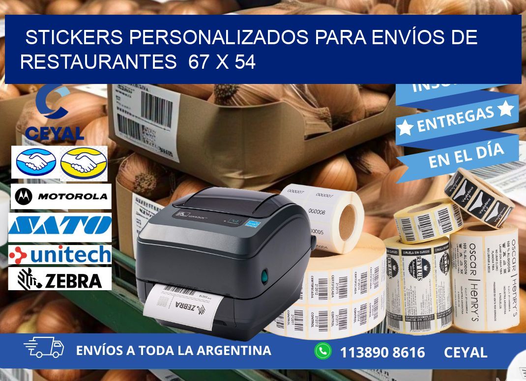 STICKERS PERSONALIZADOS PARA ENVÍOS DE RESTAURANTES  67 x 54