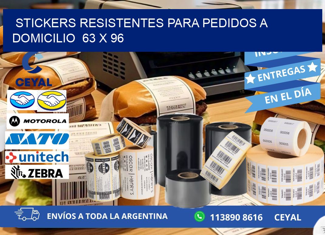 STICKERS RESISTENTES PARA PEDIDOS A DOMICILIO 63 x 96