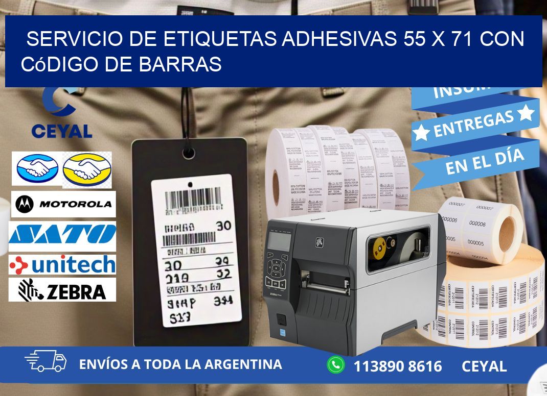 Servicio de Etiquetas Adhesivas 55 x 71 con Código de Barras