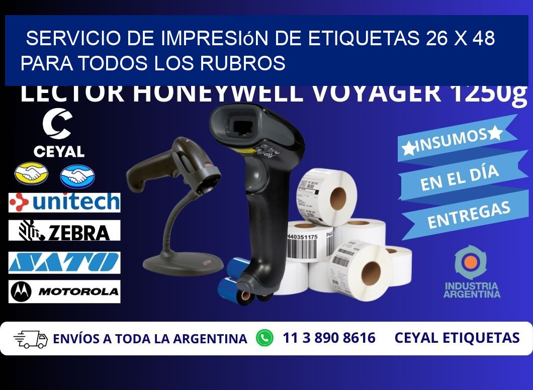 Servicio de Impresión de Etiquetas 26 x 48 para Todos los Rubros
