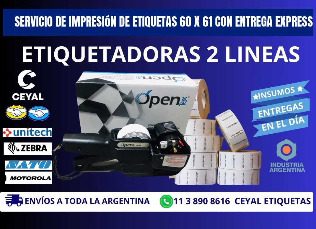 Servicio de Impresión de Etiquetas 60 x 61 con Entrega Express