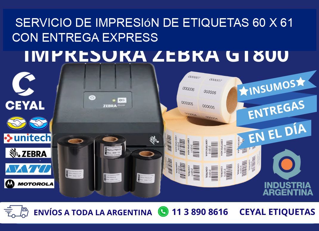 Servicio de Impresión de Etiquetas 60 x 61 con Entrega Express