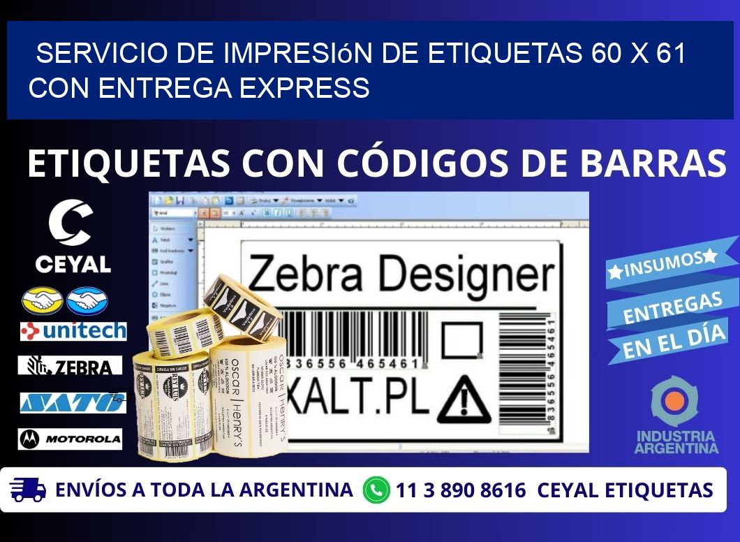 Servicio de Impresión de Etiquetas 60 x 61 con Entrega Express