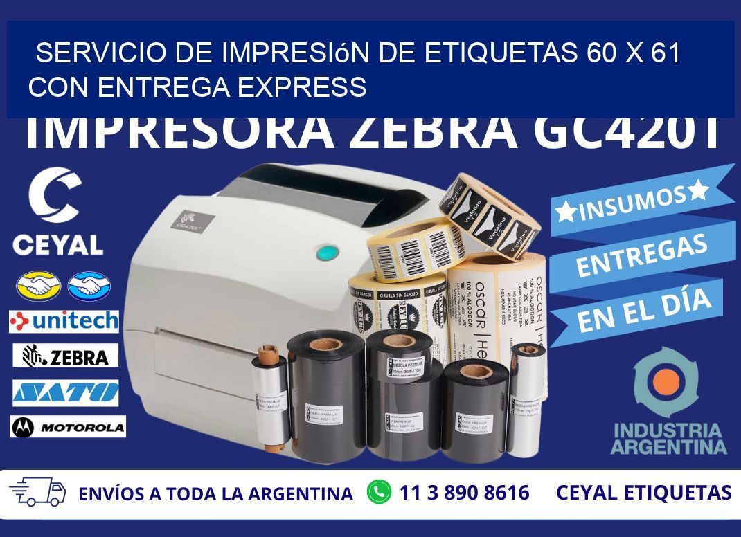 Servicio de Impresión de Etiquetas 60 x 61 con Entrega Express