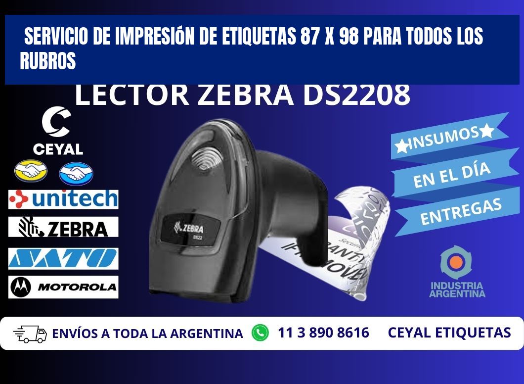 Servicio de Impresión de Etiquetas 87 x 98 para Todos los Rubros