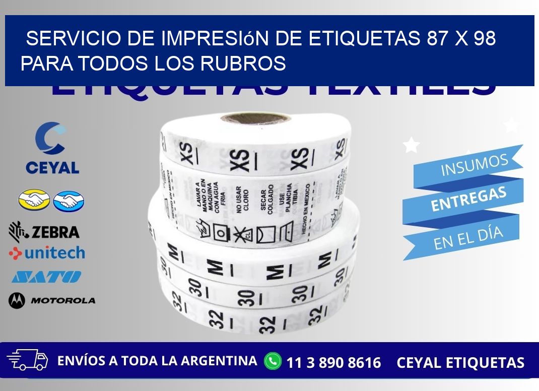 Servicio de Impresión de Etiquetas 87 x 98 para Todos los Rubros