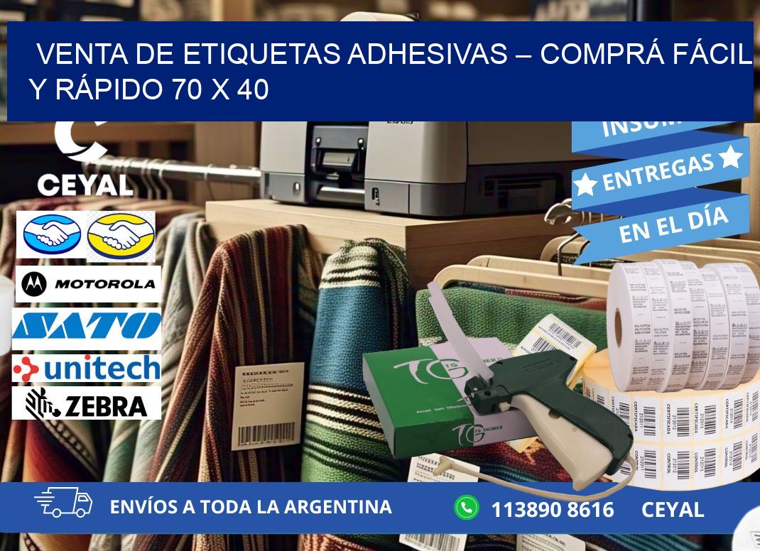 VENTA DE ETIQUETAS ADHESIVAS – COMPRÁ FÁCIL Y RÁPIDO 70 x 40