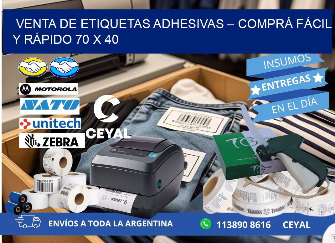 VENTA DE ETIQUETAS ADHESIVAS – COMPRÁ FÁCIL Y RÁPIDO 70 x 40