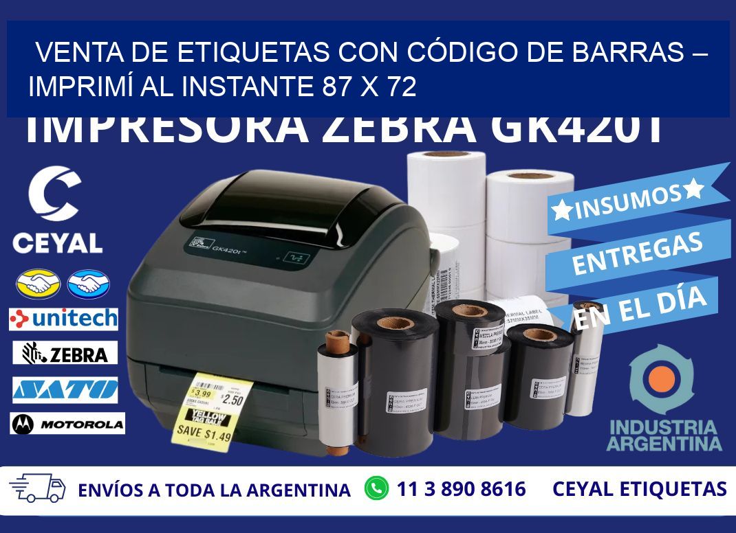 VENTA DE ETIQUETAS CON CÓDIGO DE BARRAS – IMPRIMÍ AL INSTANTE 87 x 72