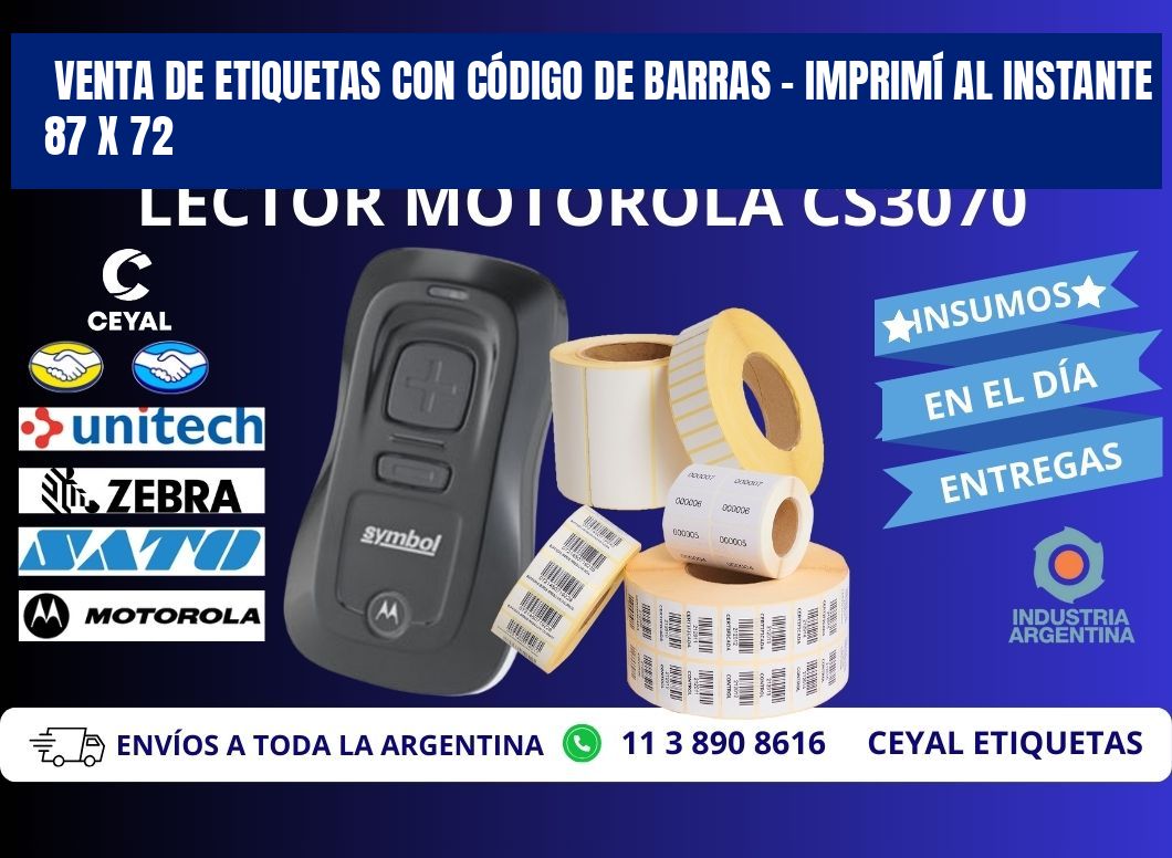 VENTA DE ETIQUETAS CON CÓDIGO DE BARRAS – IMPRIMÍ AL INSTANTE 87 x 72