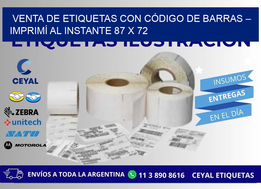 VENTA DE ETIQUETAS CON CÓDIGO DE BARRAS – IMPRIMÍ AL INSTANTE 87 x 72