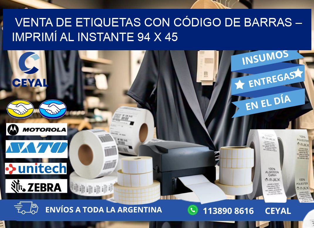 VENTA DE ETIQUETAS CON CÓDIGO DE BARRAS – IMPRIMÍ AL INSTANTE 94 x 45