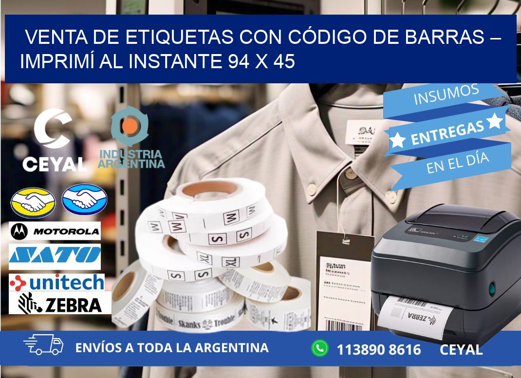 VENTA DE ETIQUETAS CON CÓDIGO DE BARRAS – IMPRIMÍ AL INSTANTE 94 x 45