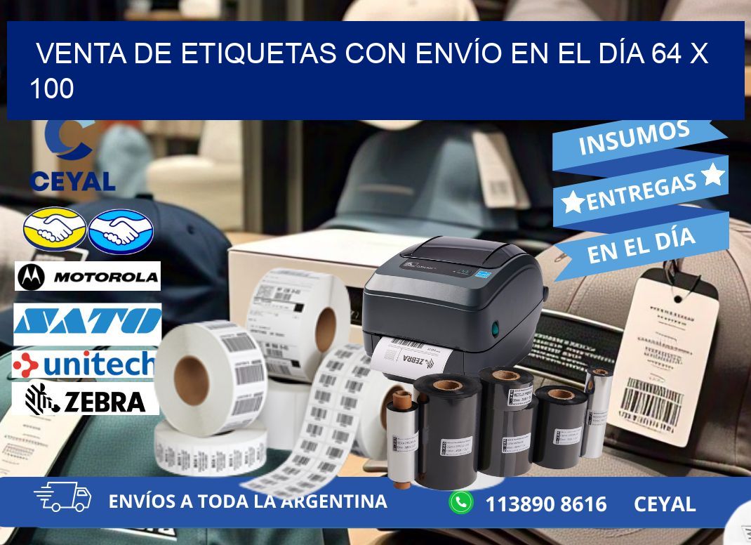 VENTA DE ETIQUETAS CON ENVÍO EN EL DÍA 64 x 100