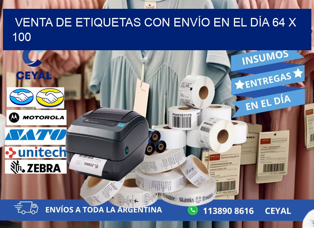 VENTA DE ETIQUETAS CON ENVÍO EN EL DÍA 64 x 100