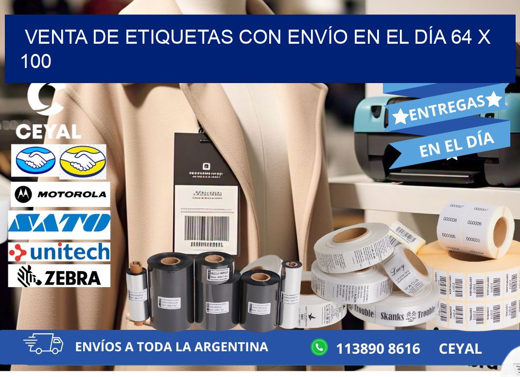 VENTA DE ETIQUETAS CON ENVÍO EN EL DÍA 64 x 100