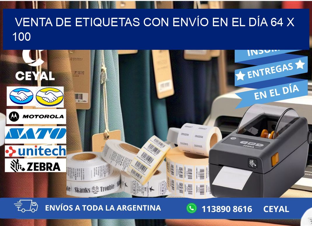 VENTA DE ETIQUETAS CON ENVÍO EN EL DÍA 64 x 100