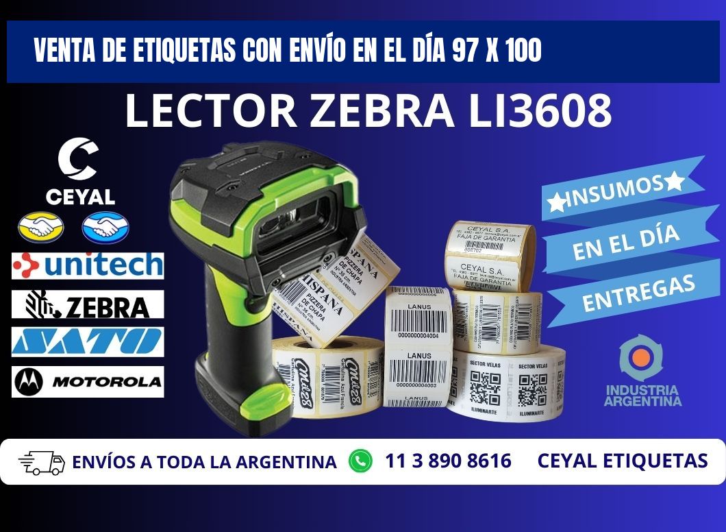 VENTA DE ETIQUETAS CON ENVÍO EN EL DÍA 97 x 100